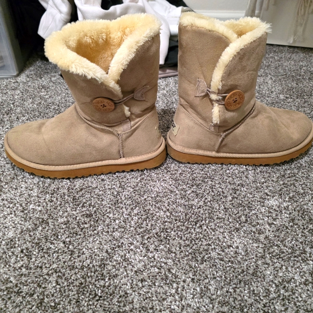 Cozy Tan Suede Boots with Button Detail